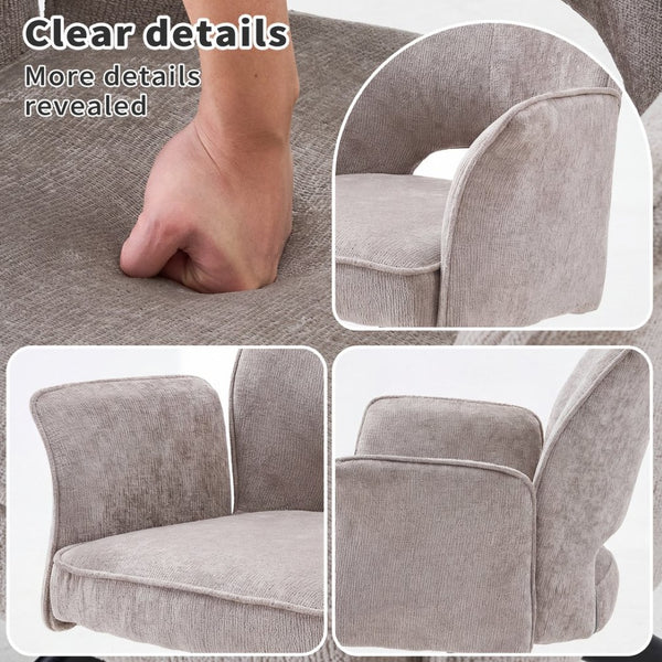 English Elm Fabric Swivel Dining Chairs Set of 2 with 360 Rotation Removable Arms Metal X-frame Gray W3851P452803