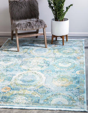 Unique Loom Gray Baracoa Rug - Stylish Compact Design With Detailed Patterns Perfect For Small Spaces And Durability Blue  3139547-unique-loom