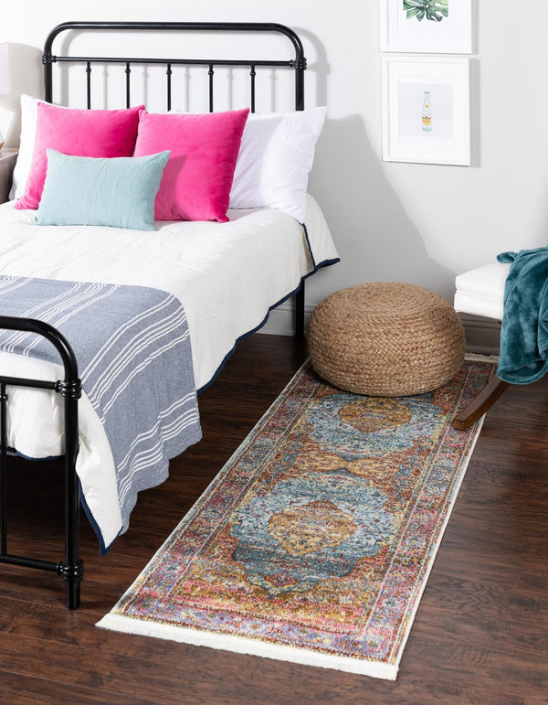 Unique Loom Light Baracoa Rug - 4' Square, Serene Coastal Design For Indoor And Outdoor Spaces, Durable Quality Blue  3153473-unique-loom