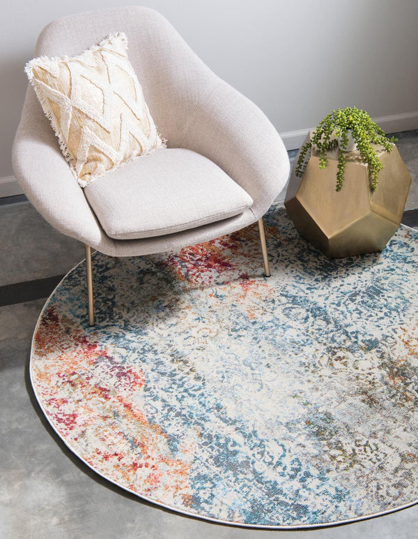 Unique Loom Light Baracoa Rug - 4' Square, Serene Coastal Design For Indoor And Outdoor Spaces, Durable Quality Cream  3153479-unique-loom