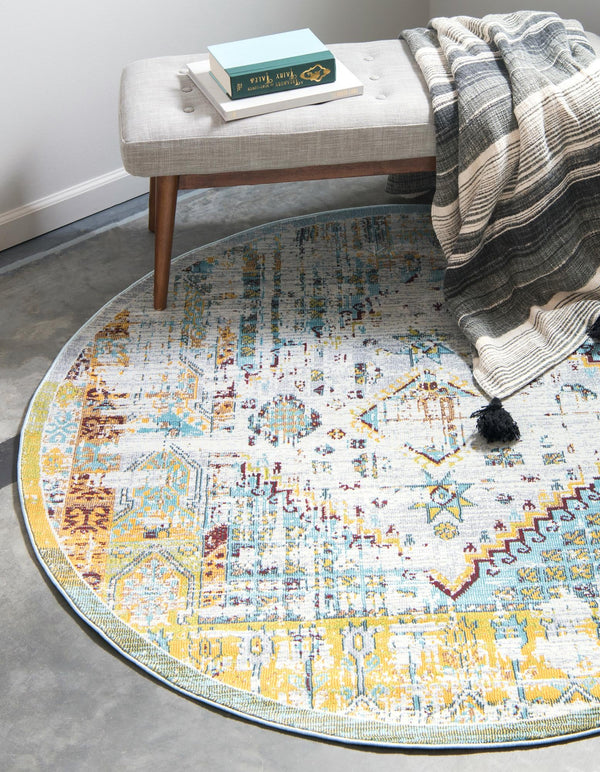 Unique Loom Cream 3' X 10' Baracoa Runner - Elegant, Durable Design For High-traffic Areas And Stylish Interiors Blue  3139650-unique-loom