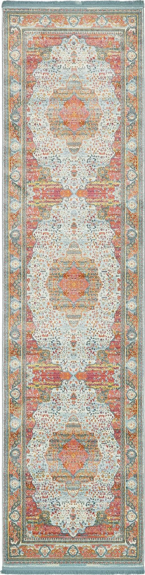 Unique Loom Cream 3' X 10' Baracoa Runner - Elegant, Durable Design For High-traffic Areas And Stylish Interiors Blue  3139678-unique-loom