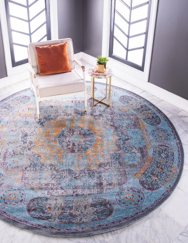 Unique Loom Blue 3' X 10' Baracoa Runner - Stylish Hallway Decor With Vibrant Color And Artistic Patterns Blue  3139712-unique-loom