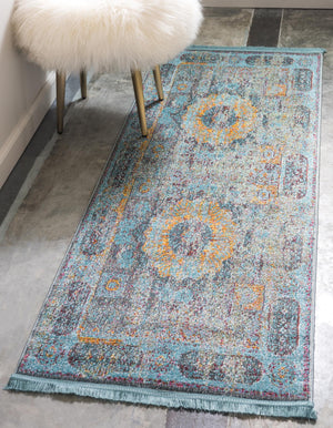 Unique Loom Blue 3' X 10' Baracoa Runner - Stylish Hallway Decor With Vibrant Color And Artistic Patterns Blue  3139715-unique-loom