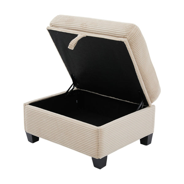 English Elm United Multifunctional L-Shaped Corduroy Sofa: 4-Seater With Usb Ports, Storage, And Comfort Features W1568S00226-GIGA