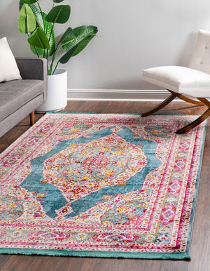 Unique Loom Blue 3' X 10' Baracoa Runner - Stylish Hallway Decor With Vibrant Color And Artistic Patterns Turquoise  3139738-unique-loom
