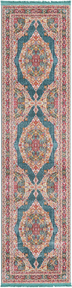 Unique Loom Blue 3' X 10' Baracoa Runner - Stylish Hallway Decor With Vibrant Color And Artistic Patterns Turquoise  3139741-unique-loom