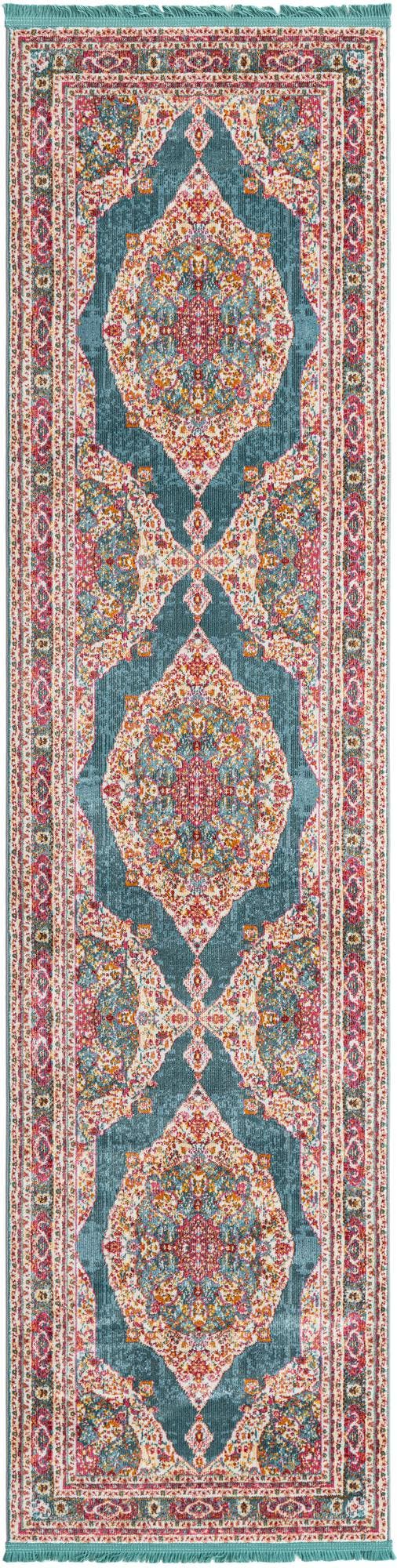 Unique Loom Blue 3' X 10' Baracoa Runner - Stylish Hallway Decor With Vibrant Color And Artistic Patterns Turquoise  3139741-unique-loom