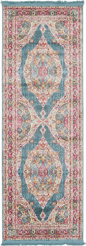 Unique Loom Blue 3' X 10' Baracoa Runner - Stylish Hallway Decor With Vibrant Color And Artistic Patterns Turquoise  3139742-unique-loom