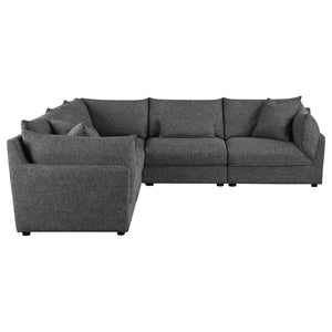 English Elm Tomasina Black 5-Piece Modular Sectional Sofa - Stylish, Comfortable Design For Modern Living Spaces B062S01132-GIGA
