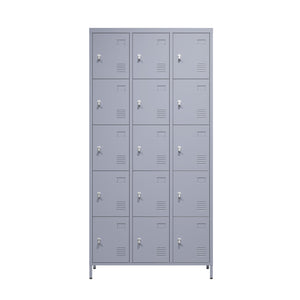English Elm 15 Door 72"H Metal Lockers - Secure 15-Compartment Steel Storage Cabinet for Gym Office School Home T2398P282183