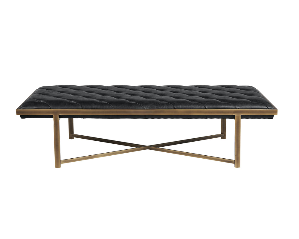Sunpan Kayla Bench - Opulent Transitional Design with Tufted Upholstery and Elegant X-Base Frame Vintage Black