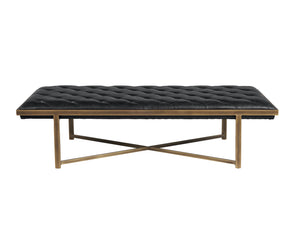 Sunpan Kayla Bench - Opulent Transitional Design with Tufted Upholstery and Elegant X-Base Frame Vintage Black