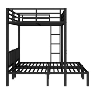 English Elm Twin Metal Triple Bunk Bed With Safety Guardrails - Space-Saving, Noise-Reducing Design In Black W1580S00146-GIGA