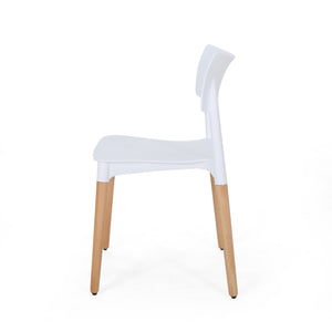English Elm Christopher Knight Home® - PLASTIC Modern Dining Chair Set of 2 - White Polypropylene Seats with Beech Tapered Legs, Durable Stylish 63910.00