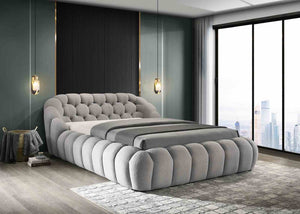 English Elm Modern Tufted Queen Platform Bed Upholstered Chenille Frame for Contemporary Bedroom Gray B2741S00825