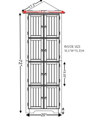 English Elm 4-Tier Corner 8-Door Cabinet with 4 Shelves — Space-Saving Farmhouse Storage for Kitchen Living Room Office Oak W2275P269083