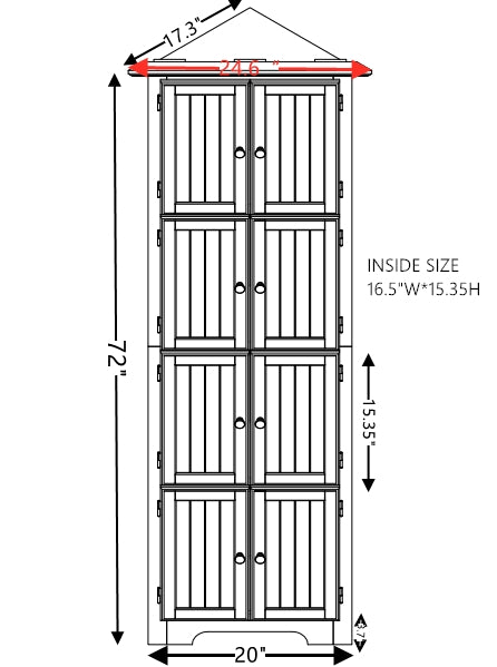 English Elm 4-Tier Corner 8-Door Cabinet with 4 Shelves — Space-Saving Farmhouse Storage for Kitchen Living Room Office Oak W2275P269083