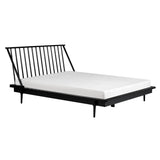 Modern Wood Queen Spindle Bed Black BQSPINBL Walker Edison