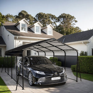 English Elm Metal Carport 12x20 Galvanized Steel Canopy Heavy Duty Outdoor Garage Shelter Kit W1598S00018