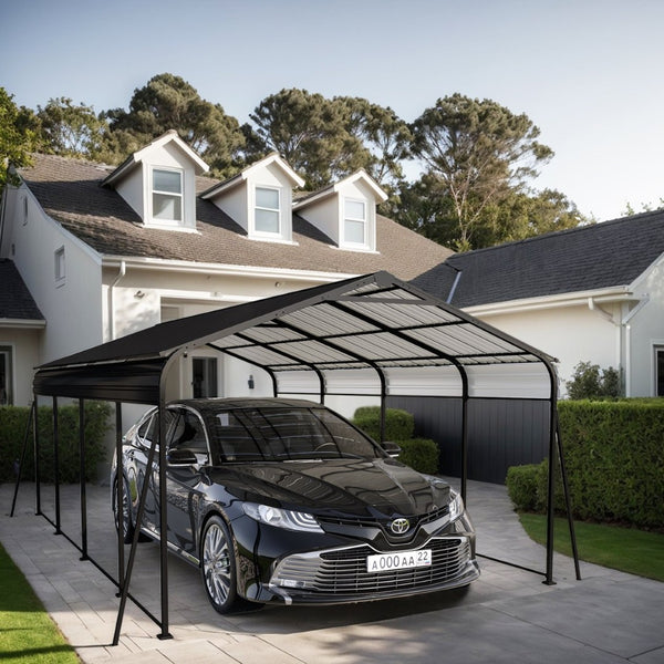 English Elm Metal Carport 12x20 Galvanized Steel Canopy Heavy Duty Outdoor Garage Shelter Kit W1598S00018