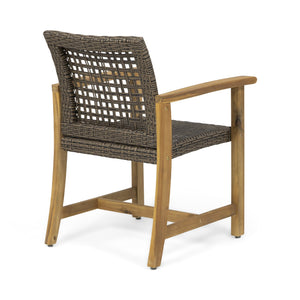English Elm Christopher Knight Home® - HAMPTON Acacia Wood Dining Chair Pair with Handwoven Wicker Seats and Durable Velvet Finish Brown 60400.00MCA