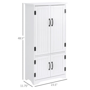 English Elm HOMCOM 48.5" Farmhouse Pantry Cabinet with Adjustable Shelves, Beadboard Doors & Rustic Hardware W2225P173915