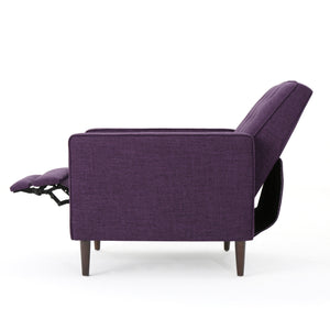 English Elm Christopher Knight Home® - Fabric Recliner Chair Mid-Century Modern Pushback Single Sofa with Tufted Cushion, Birch Legs, Cozy Comfort Purple 60741.00MPUR