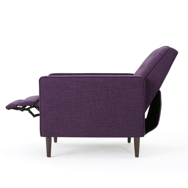 English Elm Christopher Knight Home® - Fabric Recliner Chair Mid-Century Modern Pushback Single Sofa with Tufted Cushion, Birch Legs, Cozy Comfort Purple 60741.00MPUR