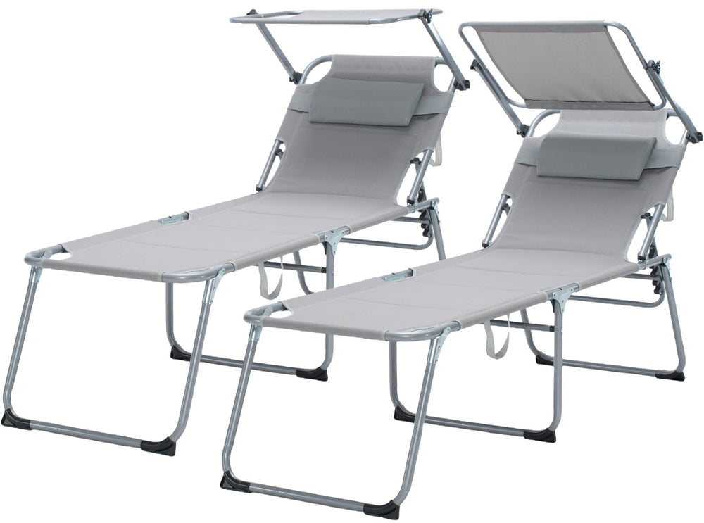 English Elm Folding Outdoor Lounge Chair with Canopy Bungee Mesh Seat and Adjustable Recline W3162P414612