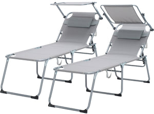 English Elm Folding Outdoor Lounge Chair with Canopy Bungee Mesh Seat and Adjustable Recline W3162P414612