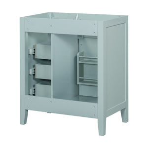 English Elm 30" Modern Bathroom Vanity Cabinet Base with 3 Drawers, Solid Frame MDF, Undermount Ready, 200lb Capacity Green WF321000AAF