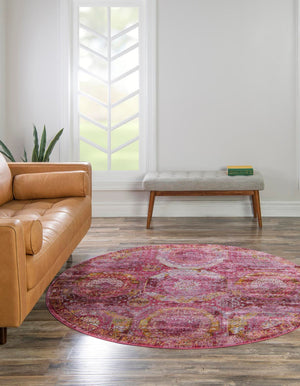 Unique Loom Pink Baracoa 5-foot Round Rug – Soft Pink Elegance For Bedrooms, Nurseries, Or Cozy Living Spaces Pink  3140167-unique-loom