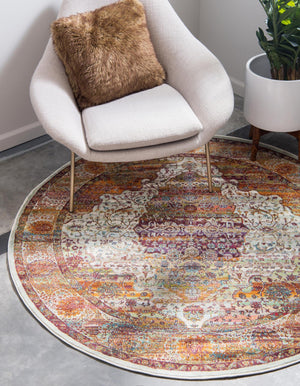 Unique Loom Pink Baracoa 5-foot Round Rug – Soft Pink Elegance For Bedrooms, Nurseries, Or Cozy Living Spaces Cream  3140184-unique-loom