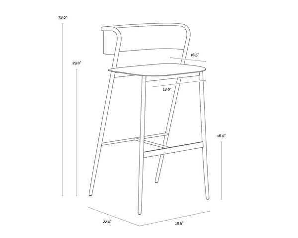 Sunpan Keanu Sleek Modern Barstool with Antique Brass Finish and Unique Starburst Design for Stylish Spaces Antique Gold