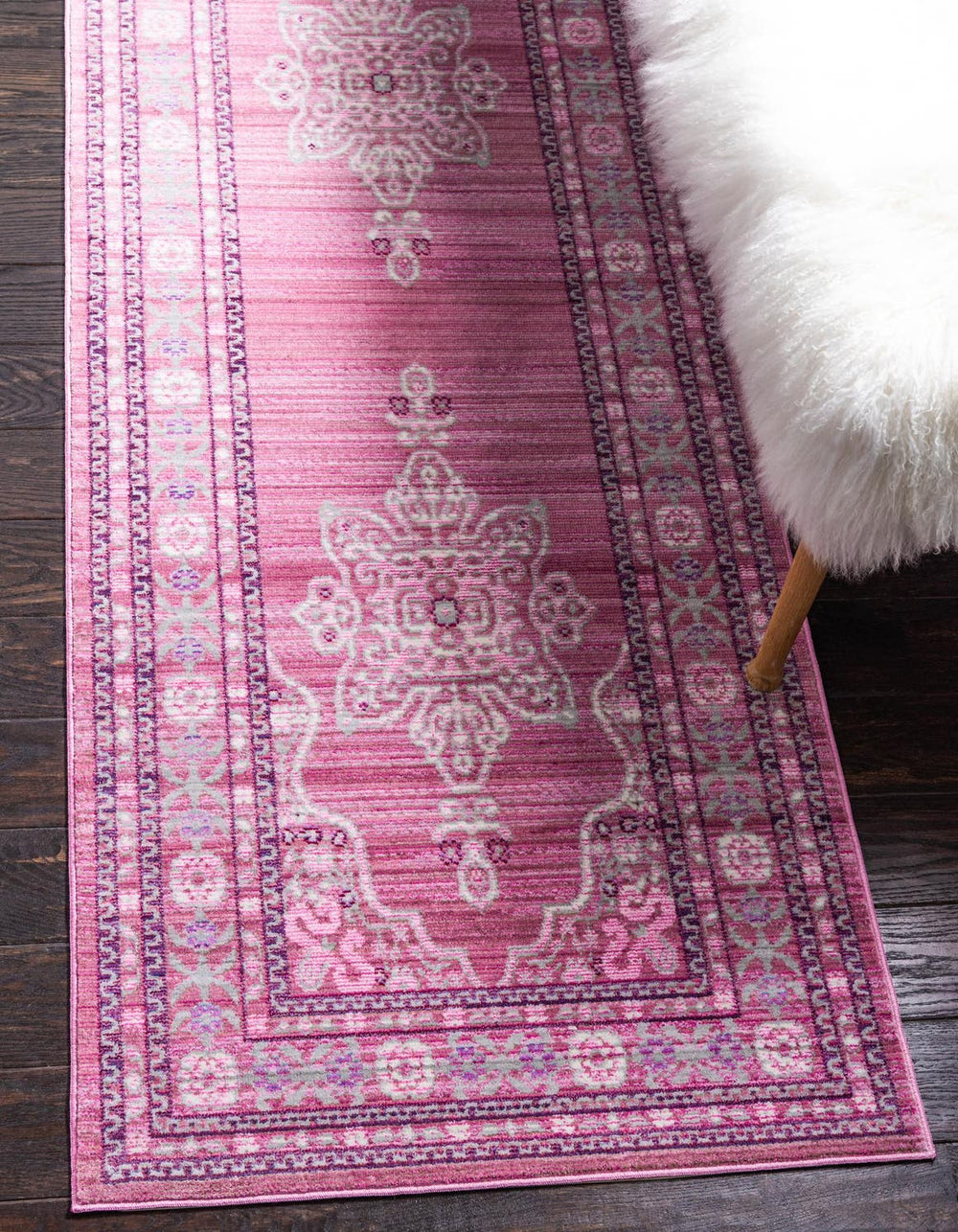 Unique Loom Pink 3' X 10' Austin Runner - Elegant Soft Pink Design For Hallways & Outdoor Paths, Durable Style Pink  3140600-unique-loom