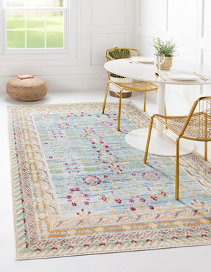 Unique Loom Beige Elegant 4x6 Rug From Austin Collection - Timeless Design For Any Home Interior Style Blue  3134249-unique-loom