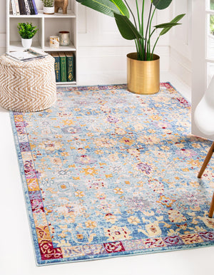 Unique Loom Beige Elegant 4x6 Rug From Austin Collection - Timeless Design For Any Home Interior Style Blue  3134291-unique-loom