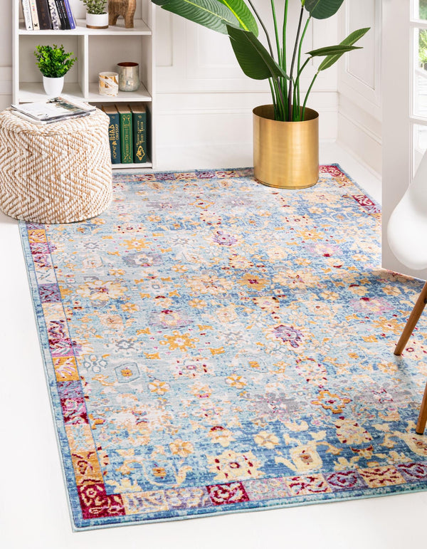 Unique Loom Beige Elegant 4x6 Rug From Austin Collection - Timeless Design For Any Home Interior Style Blue  3134291-unique-loom