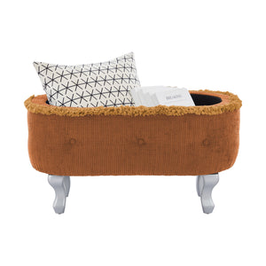 English Elm Christopher Knight Home® - 29.5'' Storage Bench with Button-Tufted Fabric, Tassel-Trim Ottoman with Hidden Compartment for Bedroom Orange 30.25 L x 18.5 W x 14 H N761P335817G