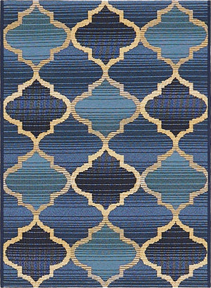 Unique Loom Blue 2' X 3' Outdoor Trellis Rug - Stylish, Durable, And Perfect For Elevating Small Patios! Blue  3141042-unique-loom