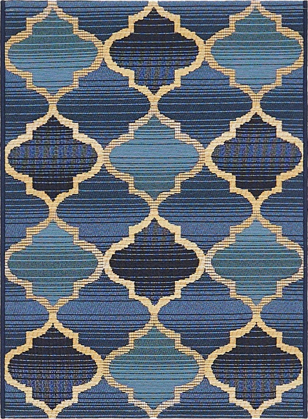 Unique Loom Blue 2' X 3' Outdoor Trellis Rug - Stylish, Durable, And Perfect For Elevating Small Patios! Blue  3141042-unique-loom
