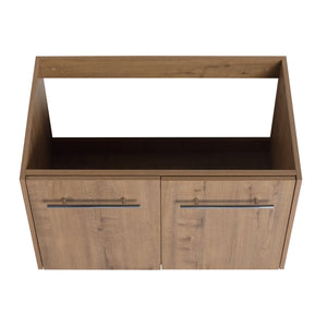 English Elm 30 30 Inch Soft Close Vanity with Resin Sink, Open Shelf Storage & Rust‑Resistant Metal Handles, KD-Pack W999P188194