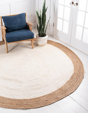 Unique Loom Natural Braided Jute Rug - Rustic Charm For Living Spaces, Durable, Eco-friendly, And Stylish Addition White  3142771-unique-loom