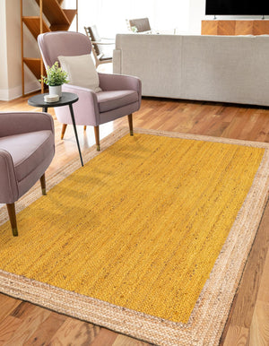 Unique Loom Natural Braided Jute Rug - Rustic Charm For Living Spaces, Durable, Eco-friendly, And Stylish Addition Yellow  3142783-unique-loom