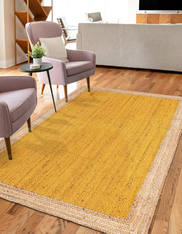 Unique Loom Natural Braided Jute Rug - Rustic Charm For Living Spaces, Durable, Eco-friendly, And Stylish Addition Yellow  3142783-unique-loom