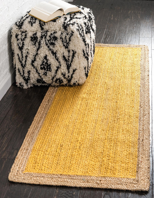 Unique Loom Natural Braided Jute Rug - Rustic Charm For Living Spaces, Durable, Eco-friendly, And Stylish Addition Yellow  3142785-unique-loom