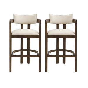 English Elm 30" Rubberwood Upholstered Barstools with Arms Mid-century Style for Kitchen Island Set of 2 Beige,Walnut N771P361772T