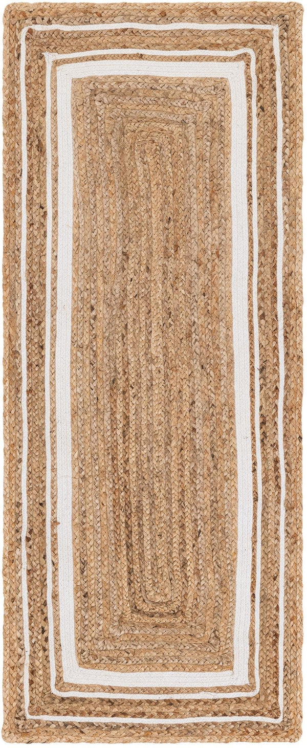 Unique Loom Natural Braided Jute Rug - Textured Earthy Design For Casual And Coastal Home Interiors, 2' X 3'1" Natural,White  3142890-unique-loom