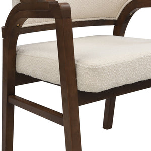 English Elm Christopher Knight Home® - Wooden Modern Dining Chair with Ergonomic Curved Back and Bouclé Upholstery, Solid Rubberwood Craftsmanship Beige,Walnut N771P346814T